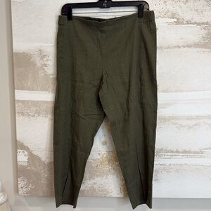 J Jill Olive Linen Stretch Pants Petite Medium